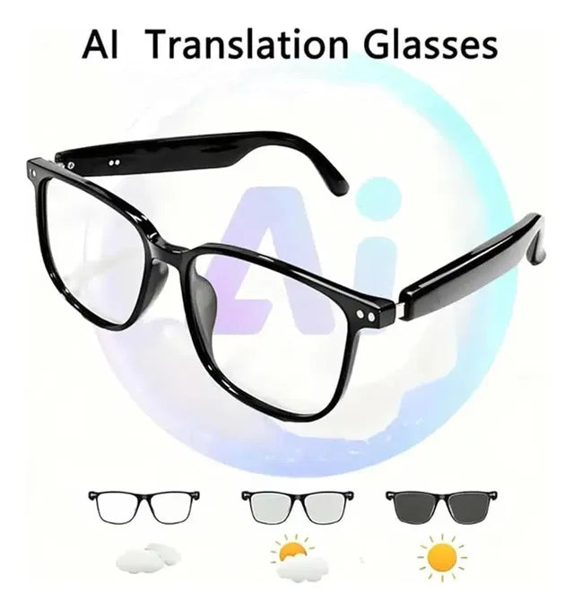 AI Interpretation Smart Glasses Language Translation, Photochromic Lenses, AI Chat & Hands-Free Audio
